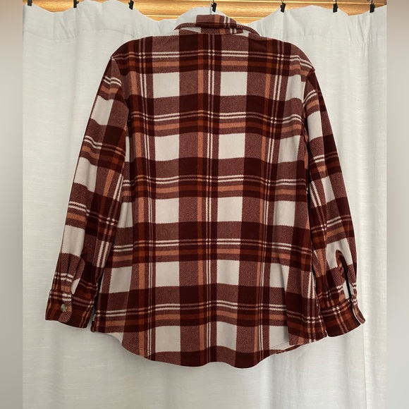 Eddie Bauer shacket women’s flannel fleece jacket LARGE - Picture 2 of 12
